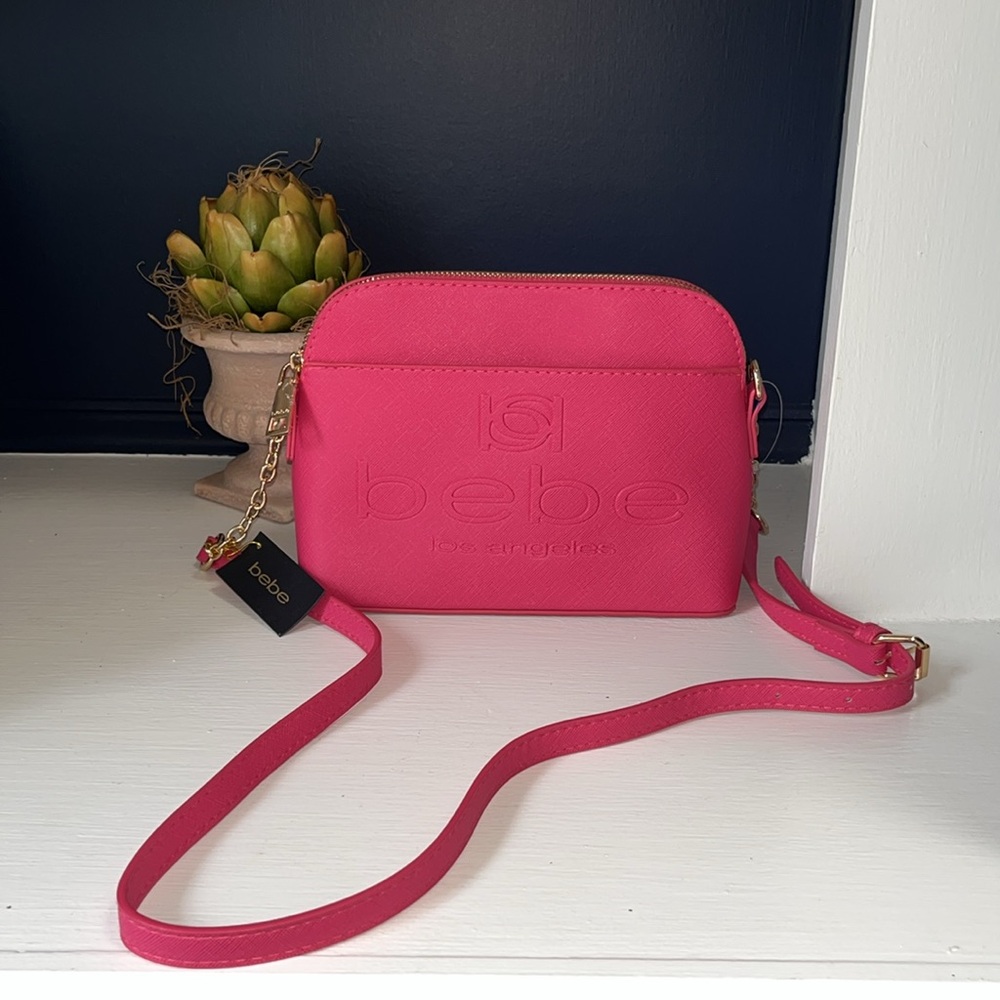 NEW BEBE “Polly” Dome-Shaped Crossbody BARBIE BRIGHT RASPBERRY PINK - Picture 3 of 17